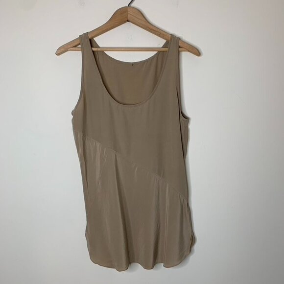 Babaton Aritzia Women's Silk Blouse Tank Top Sleeveless Beige Taupe Brown Size S - Picture 5 of 13